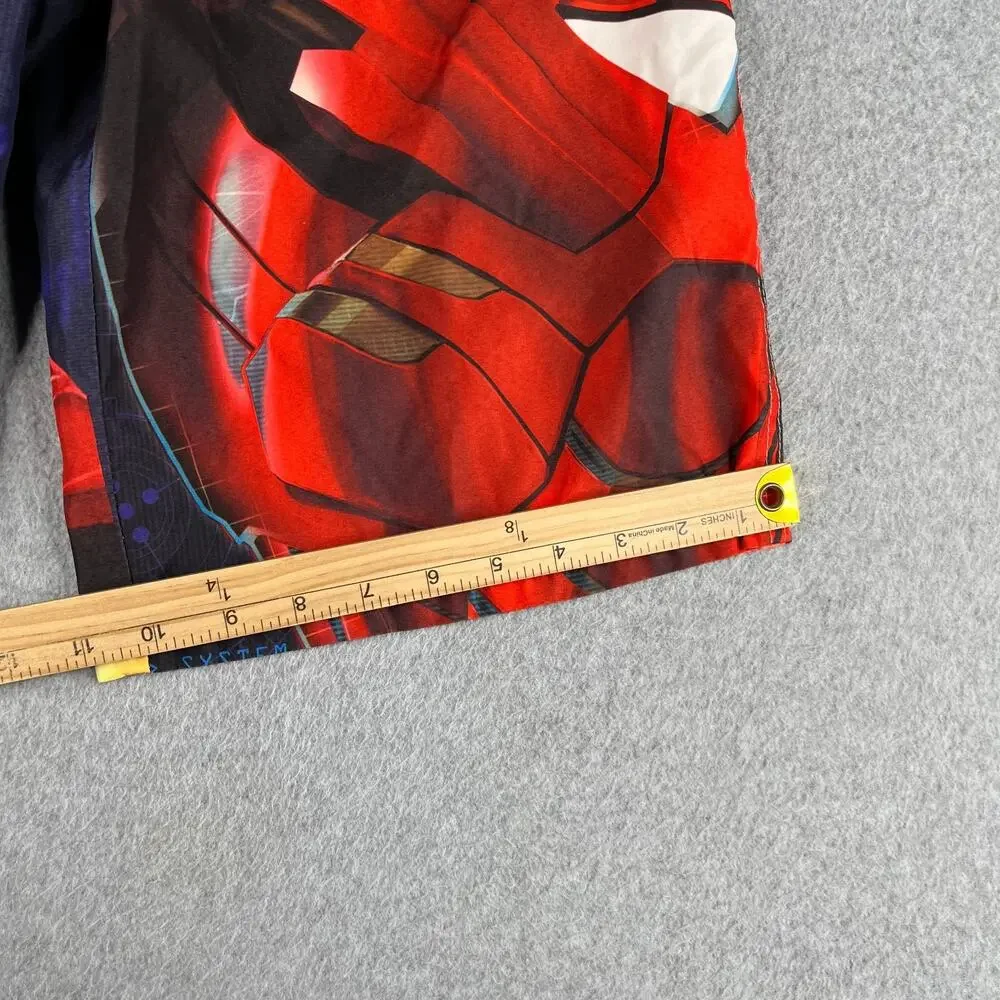 Iron Man Swim Trunks Boys 14/16 Blue Graphic Print Pool Beach Elastic Waist